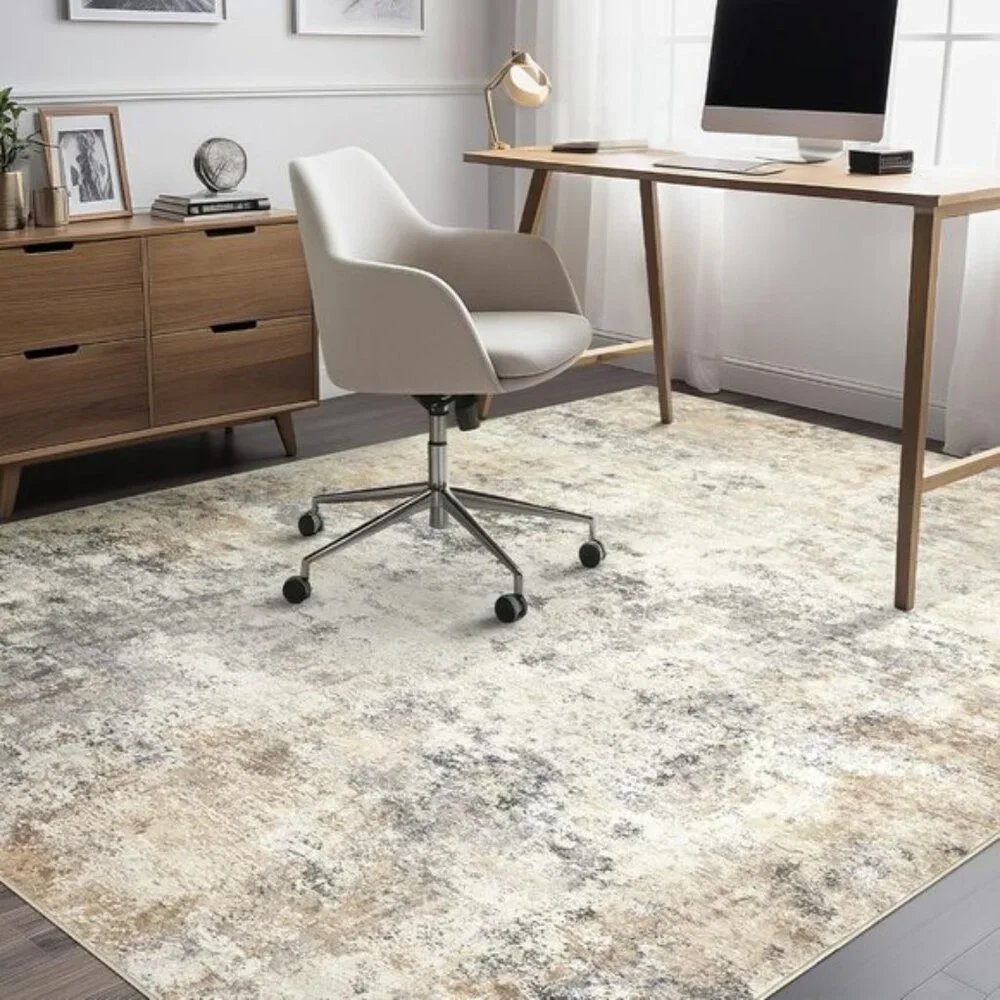 New 5x7 Washable Area Rug, Modern Abstract Non-Slip Carpet for Home Décor